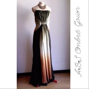 NWT A.B.S. Green & Gold Ombre Silk Gown